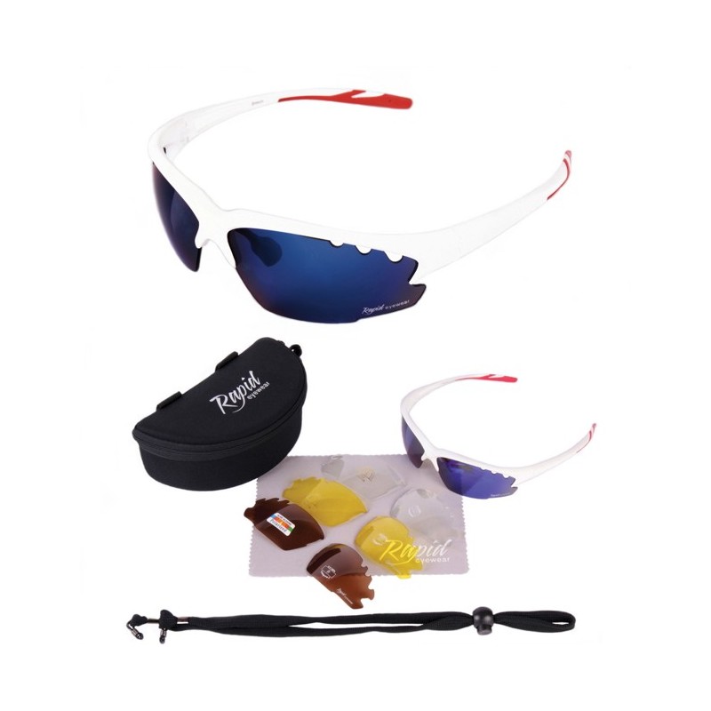 Road Racing Bike Sunglasses USA: Polarised, White, Multi Lens System